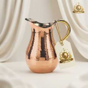 Ensemble de carafe et verres en cuivre pur martelé, style vintage, pour le stockage de l'eau, vente en gros et exportation - Product Image 3