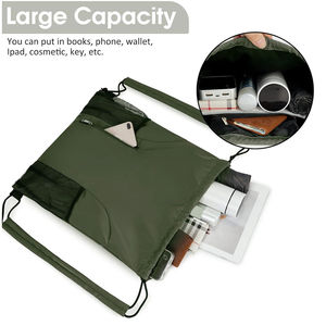 Wholesale High Quality <b>Drawstring</b> <b>Backpack</b> Bag Sports Gym School String <b>Drawstring</b> Bags With Zipper Pockets - Product Image 5