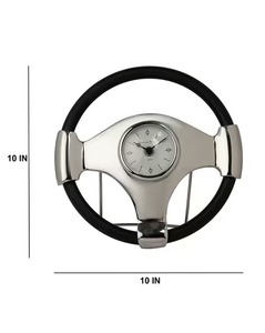 Horloge de volant 10 pouces moderne pour bureau et voiture, en acier inoxydable argenté, à piles, avec rétroéclairage - Product Image 4