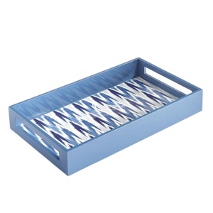 Vietnam Handicraft Blue Zigzag Lacquer Tray, Decorative and Serving Tray <b>Lacquerware</b> Wholesale From Vietnam - Product Image 1