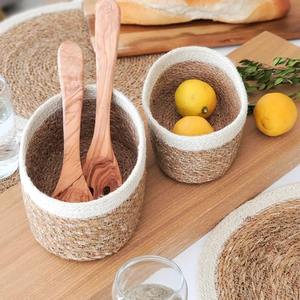 Ensemble de 3 paniers ovales en jonc de mer pour gâteaux et fruits, paniers de rangement faits à la main, vente en gros, écologiques, fabriqués au Vietnam - Product Image 4