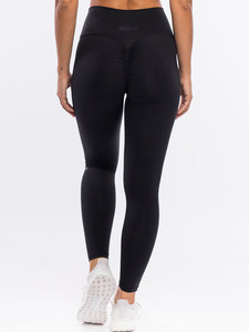 Leggings pour femmes, taille haute, longueur intégrale, couleur noire unie, tricotés en spandex et nylon, extensibles, respirants, confortables, sportifs, pour le yoga et la remise en forme - Product Image 3