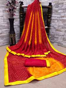 Sari en mousseline de soie florale de luxe, traditionnel et doux, avec bordure à motifs complexes, séchage rapide, protection solaire, idéal pour mariages, fêtes et festivals - Product Image 4