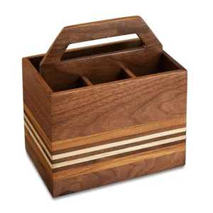 Wooden Cutlery Holder With Handle Multi Compartment Flatware Organizer Kitchen Utensil <b>Storage</b> Box <b>Tabletop</b> Caddy - Product Image 1
