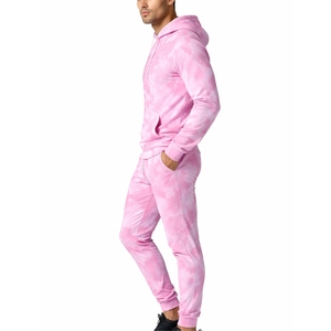 Men Tie Dye Hoodie <b>Tracksuit</b> Custom Solid Color Comfortable Gym Wear Lightweight Custom Printing <b>Tracksuit</b> For Men - Product Image 3