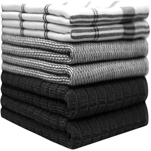 Essuie-tout de cuisine en coton biologique certifié GOTS SA8000, imprimé rayé, absorbant, fabricant OEM - Product Image 5