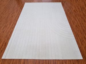 pure white Abstract Geometric Wool Rug Handmade Minimalist <b>Carpet</b> Holiday Gift Home Decor Christmas Gift for Picnic - Product Image 1