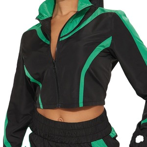 Custom Women's Waterproof Windbreaker Tracksuit Zip Up <b>Jacket</b> and Pants Set Sportswear - Product Image 3