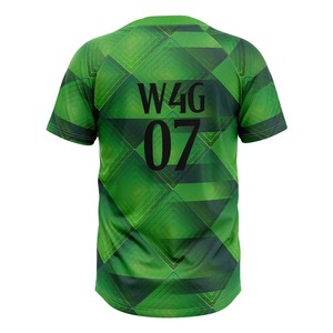 Maillot de football vert à imprimé géométrique pour homme, manches courtes, sublimation, polyester anti-humidité, col rond, coupe classique - Product Image 3