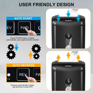 Durevole trituratore di carta a taglio incrociato a 18 fogli veloce da 7.93 galloni cestino P-4 a livello di sicurezza sistema a prova di inceppamento automatico per carta di credito - Product Image 6