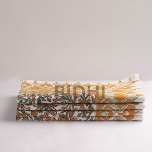 Servilletas de Algodón Florales Amarillo Dorado Hechas a Mano, Servilletas Reutilizables con Estampado en Bloque, Venta al por Mayor para Bodas, Fiestas, Hoteles y Restaurantes - Product Image 5