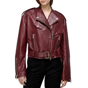 Women's Winter <b>Knitted</b> Genuine Leather Jacket Solid <b>Pattern</b> Zipper Breathable Modern Design Outdoor Use - Product Image 1