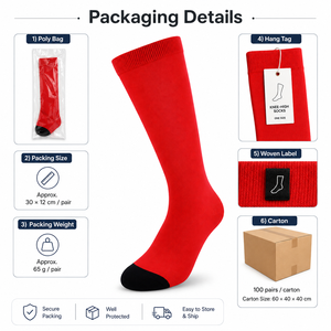 Red <b>Knee</b> <b>High</b> Socks Solid Color Knitted Regular Style for Sports - Product Image 6