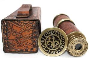 Télescope de poche antique en laiton de style pirate avec étui en cuir, lunette nautique vintage pour marin - Product Image 2