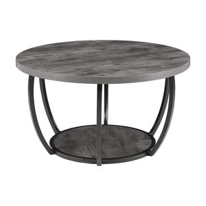 Table basse moderne à 2 niveaux en bois avec rangement ouvert, structure métallique robuste, minimaliste et élégante - Product Image 1