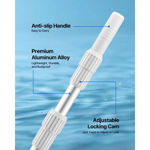 Perche télescopique professionnelle de 3,4 m (12 pieds) pour piscine, extensible et réglable, accessoire de nettoyage de piscine de haute qualité - Product Image 3