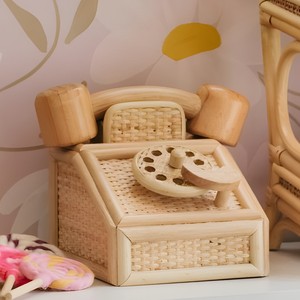 Téléphones jouets en rotin naturel en gros – Mini-téléphones éducatifs pour enfants - Product Image 5