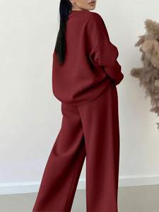 Ensemble de survêtement personnalisé surdimensionné en molleton de coton épais, comprenant un sweat à capuche à col ras du cou et un pantalon à épaules tombantes, OEM - Product Image 5