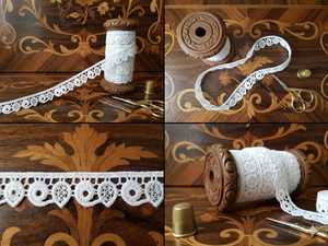 Wholesale Factory Premium White Polyester Scalloped <b>Lace</b> Trim - Geometric Medallion Crochet-Style Border for Saree, Dresses - Product Image 5