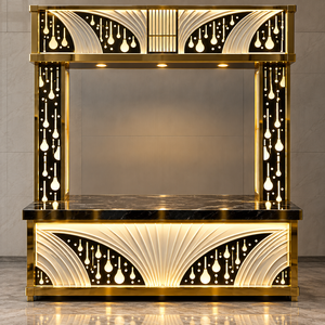 Comptoir de restauration Zyvarion HaloSpiral en acier inoxydable, classique, élégant et luxueux, pour une utilisation en intérieur/extérieur, avec livraison rapide - Product Image 4