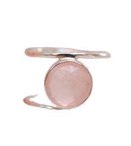 Handmade <b>Finger</b> <b>Ring</b> 925 Sterling Silver With Silver Polished Natural Rose Quartz Faceted Round Shape Gemstone At Best Price - Product Image 1