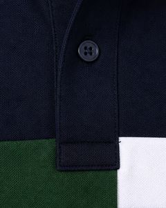 Camiseta Polo Personalizada Azul Marino y Verde para Hombre, Manga Corta, Informal, Deportiva, para Golf, Transpirable, Diseño de Bloques de Color para Verano - Product Image 6