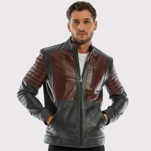 Veste de motard en cuir d'agneau pour homme, hiver - Product Image 1