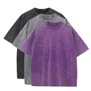 เสื้อยืดผ้าฝ้ายฟอกสีโอเวอร์ไซส์สำหรับผู้ชายเสื้อยืดทรงแบ็กกี้ทรงหลวมแขนสั้นเสื้อยืดลำลอง - Product Image 3