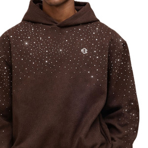 Sweat-shirts à capuche premium ornés de strass pour hommes, en molleton de coton épais, coupe oversize, style streetwear, logo personnalisé, fourniture OEM - Product Image 3