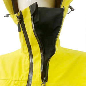 Men's <b>Yellow</b> Hooded Waterproof <b>Jacket</b> PU Coated Zipper Closure Sporty Style Autumn Wear Regular Fit Polyester Material - Product Image 6