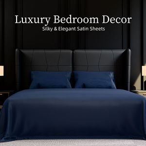 Set di Biancheria da Letto King Size in Microfibra, 4 Pezzi, Blu Navy, Copripiumino Facile da Pulire, Resistente allo Sbiadimento, Lenzuola in Microfibra Spazzolata Resistenti al Restringimento - Product Image 1