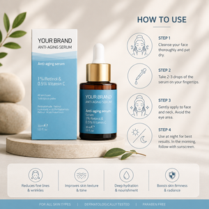 Vitamin C <b>Face</b> Serum with Hyaluronic Acid Retinol Niacinamide and Vitamin E Anti Aging Brightening Facial Skin Care Serum - Product Image 5