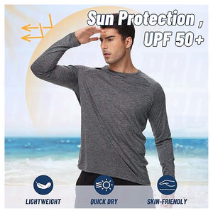 Chemises à manches longues pour hommes, séchage rapide, évacuation de l'humidité, protection UV, t-shirts de performance pour la pêche, l'entraînement et la course à pied - Product Image 2