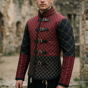 Gambeson matelassé bicolore médiéval personnalisé en coton rembourré pour homme – Manteau doublet robuste pour entraînement LARP et reconstitution historique - Product Image 3