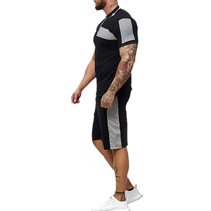 Ensemble de survêtement de sport pour hommes, personnalisé, avec polo demi-zip à manches courtes et short de jogging, collection été, vente en gros - Product Image 6