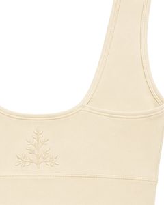 Manufacturer Customized Beige Women <b>Flared</b> Yoga Set Embroidered Sports Bra And High Waist Bell Bottom <b>Leggings</b> Activewear Set - Product Image 3