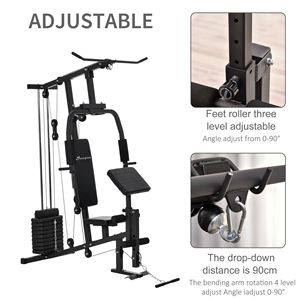 Estación de Gimnasio Multifuncional para el Hogar, Banco de Ejercicios Completo de 58.25L X 42.5W X 81.5H, Centro de Fitness Negro - Product Image 6