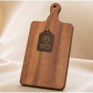 Tabla ovalada de madera para servir, tabla de cortar de grano oscuro con asa para pan, queso y charcutería - Product Image 6