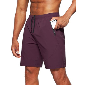 Pantalones Cortos Deportivos para Hombre, Color Morado Ciruela, de Secado Rápido, Transpirables, para Correr y Hacer Ejercicio, con Bolsillos con Cremallera - Product Image 1