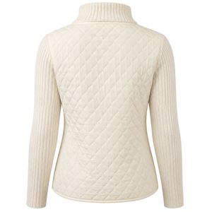 White AKA Quilted Sweater <b>Jacket</b> Women Zip Up Knit Outerwear Casual Fashion Cardigan Warm Layered Top Stylish Apparel - Product Image 2