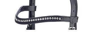 Brida de Cuero Negra Personalizada con Diadema y Correa Nasal con Cristales Brillantes, Accesorios Ecuestres - Product Image 2