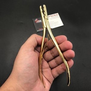 Alicates para extensiones de cabello de microperlas de acero inoxidable sólido de alta calidad chapados en oro de 24K, herramientas multifuncionales para extensiones de cabello - Product Image 1