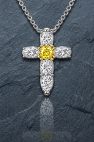 Pendentif en forme de croix en or blanc pour femme, pierres en diamant, finition or et argent bicolore, certifié IGI, bijoux fins 18 carats, 24,80 mm, 3 g