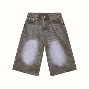 Shorts en jean foncé surdimensionnés pour hommes, coupe droite, décontractés, en coton, avec poches, respirants, pour l'été - Product Image 4