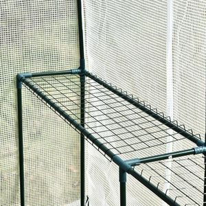Serra Portatile da Esterno Bianca con Porta Avvolgibile e 4 Ripiani per Coltivazione di Piante e Fiori, Stanza da Giardino Calda e Accessibile - Product Image 6