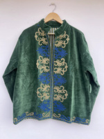 Veste bomber en velours et coton brodée à la main, style Suzani, réversible, bohème, vintage, courte, motif floral ethnique coloré, toutes les couleurs