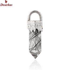 Elegant custom modern <b>solid</b> 925 sterling <b>silver</b> amazonite gemstone texture pencil pendant for <b>necklace</b> ready stock - Product Image 5