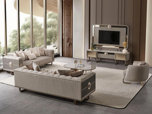 Luxury Solid Teak Wood <b>Sofa</b> Set Modern Glam Cream Velvet 3 2 1 1 Seater <b>Gold</b> Frame <b>Sofa</b> Coffee Table Villa Living Room Furniture - Product Image 4
