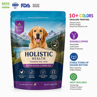 Sachet refermable personnalisé imprimé en 10 couleurs avec impression en héliogravure pour aliments pour animaux de compagnie, fond carré, thermoscellable