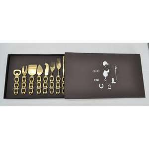 Juego de cubiertos de lujo de 8 piezas con diseño de bocado de caballo para panadería y cafetería, juego de cubiertos para servir queso, caja de regalo - Product Image 1